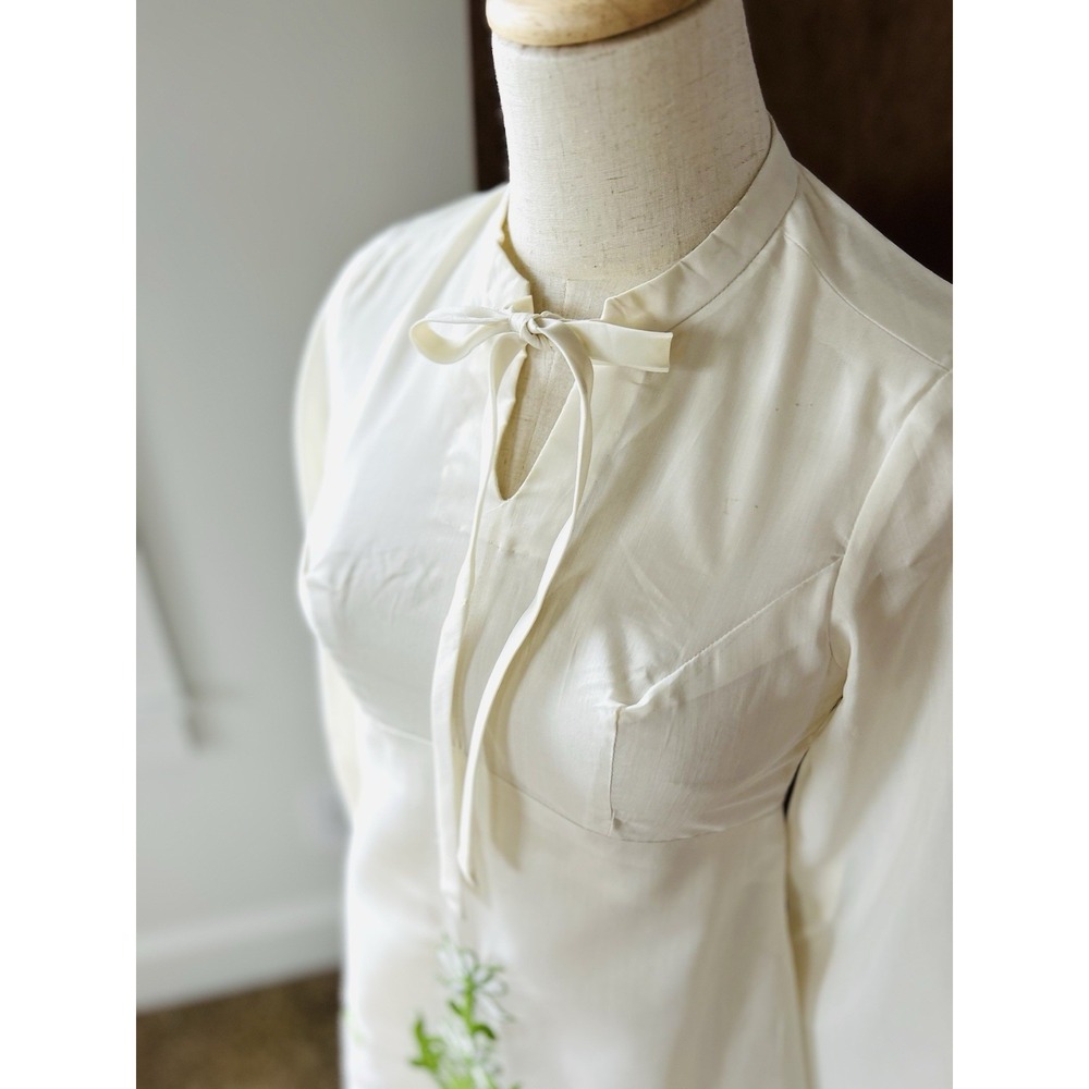 Vintage 70s Boho Lace Dress Size Small Maxi Cottage Core Victorian - Picture 6 of 13